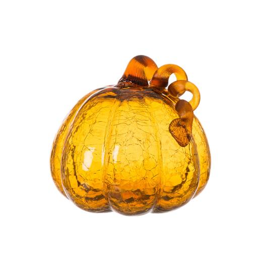 Glitzhome® Crackle Glass Pumpkin, Amber